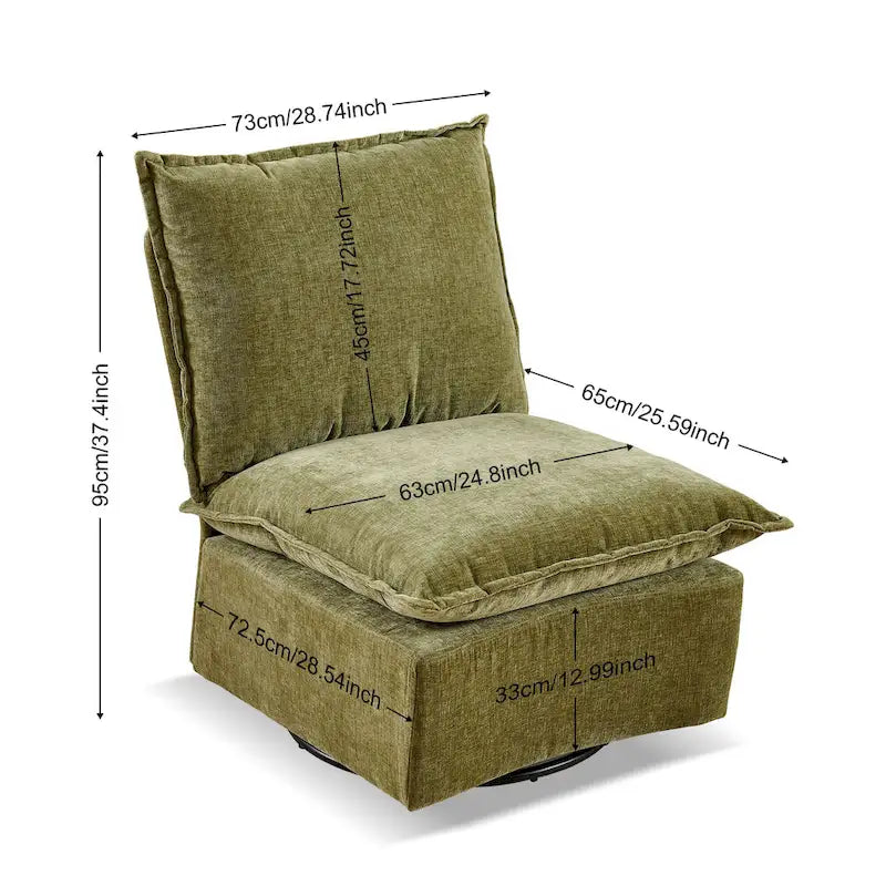 Fauteuil à bascule pivotant en chenille vert 28.74