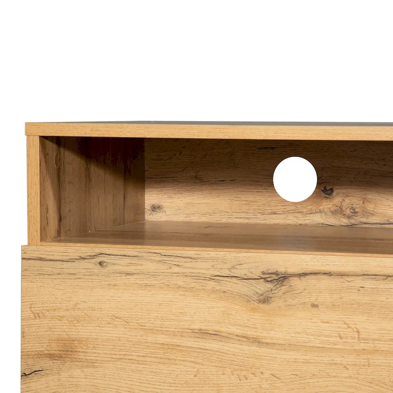 Meuble TV Wood+Grey 70,9 avec rangement et porte abattante pour TV jusqu'à 80