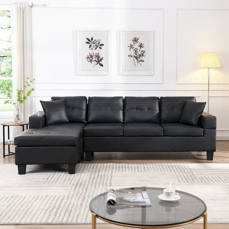 Canapé d'angle moderne 4 places avec méridienne