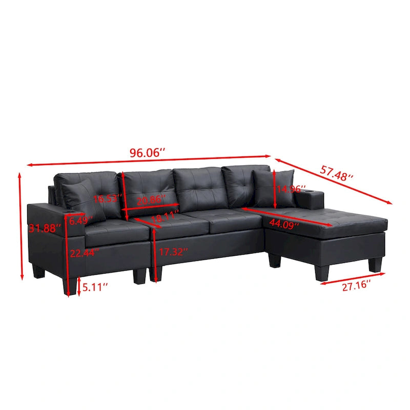 Canapé d'angle moderne 4 places avec méridienne
