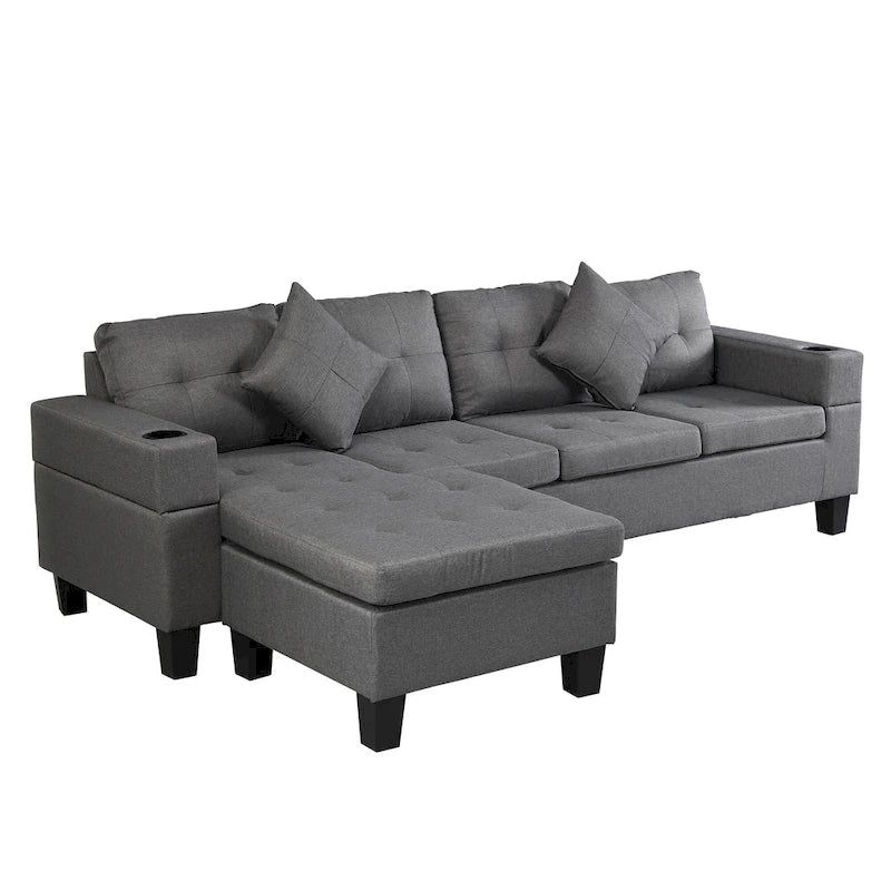 Canapé d'angle moderne 4 places avec méridienne