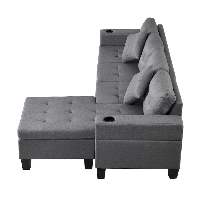 Canapé d'angle moderne 4 places avec méridienne