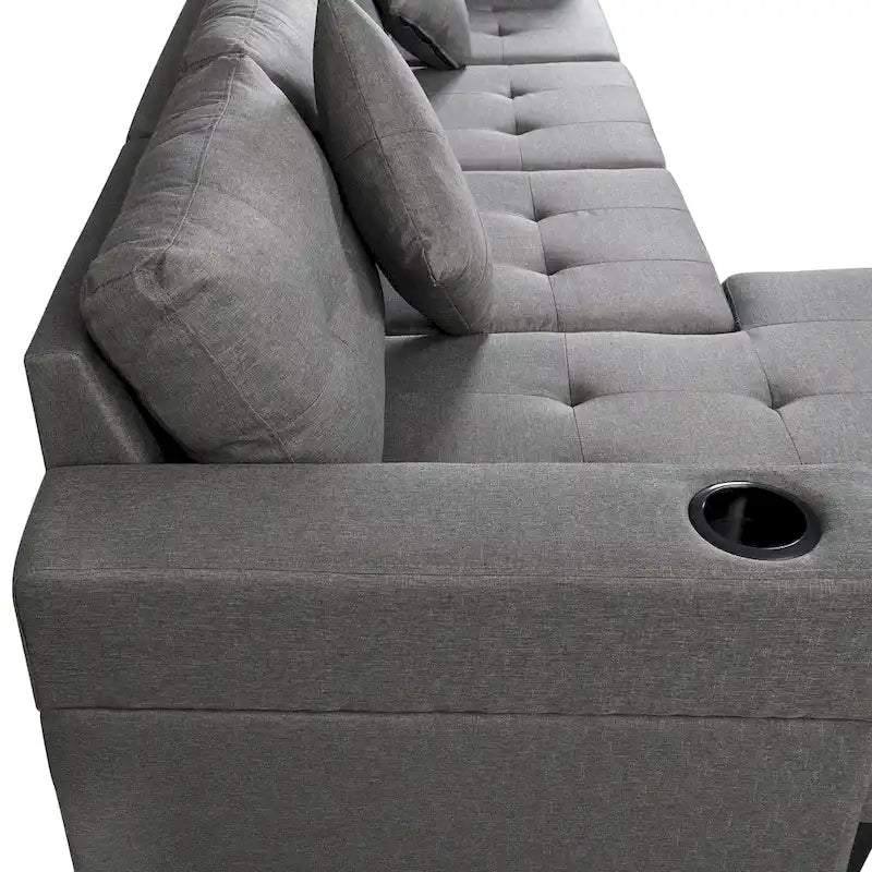 Canapé d'angle moderne 4 places avec méridienne
