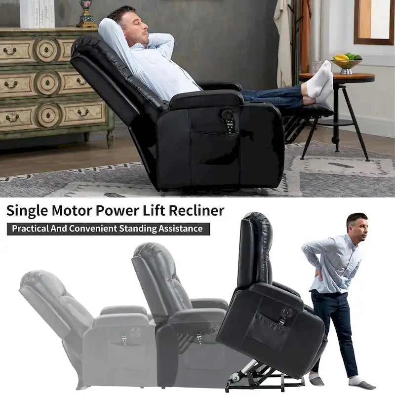 Fauteuil releveur électrique à position infinie pour personnes âgées, avec massage vibrant 8 points et chauffage lombaire, port de chargement USB