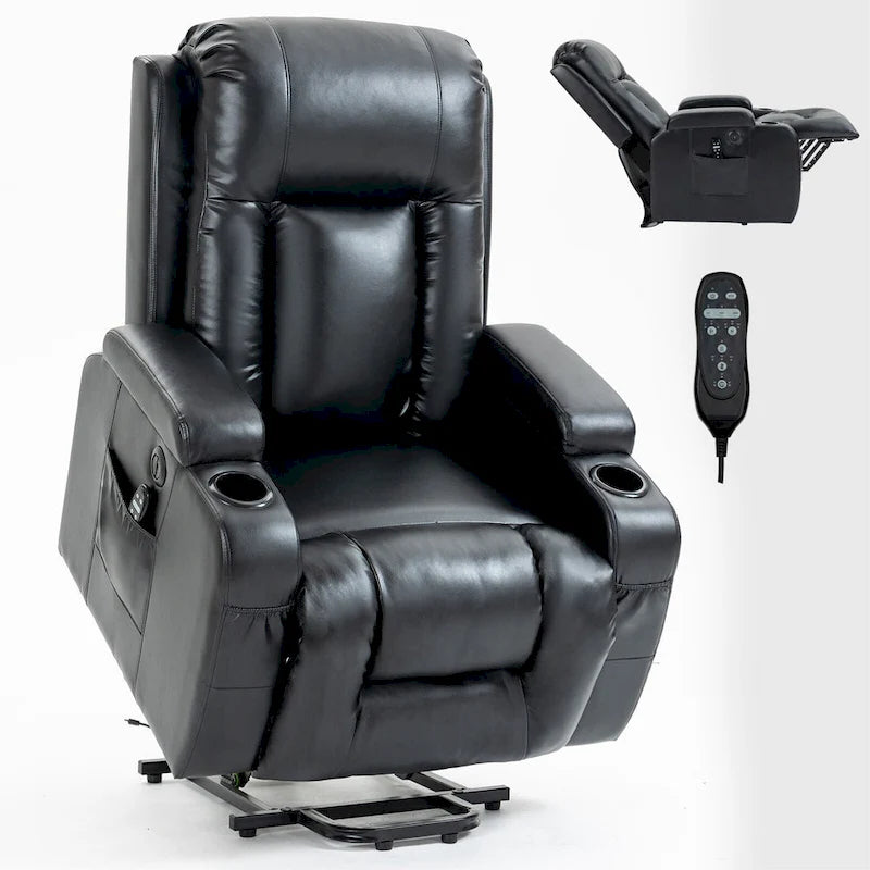 Fauteuil releveur électrique à position infinie pour personnes âgées, avec massage vibrant 8 points et chauffage lombaire, port de chargement USB