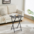 Lot de 2 tables de plateau TV pliantes, table d'appoint de canapé portable, table à goûter industrielle, peu encombrante et facile à plier, bois rustique