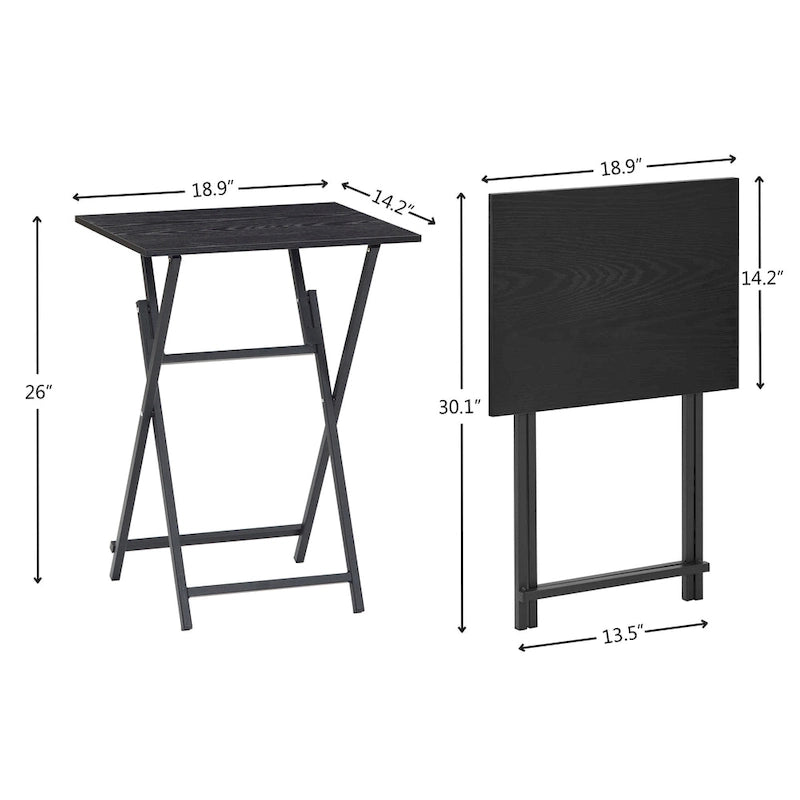 Lot de 2 tables de plateau TV pliantes, table d'appoint de canapé portable, table à goûter industrielle, peu encombrante et facile à plier, bois rustique