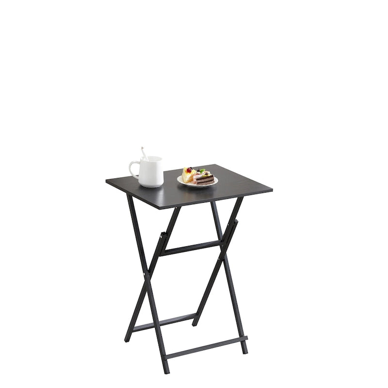 Lot de 2 tables de plateau TV pliantes, table d'appoint de canapé portable, table à goûter industrielle, peu encombrante et facile à plier, bois rustique