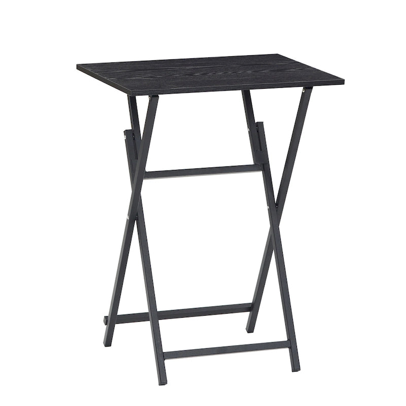 Lot de 2 tables de plateau TV pliantes, table d'appoint de canapé portable, table à goûter industrielle, peu encombrante et facile à plier, bois rustique