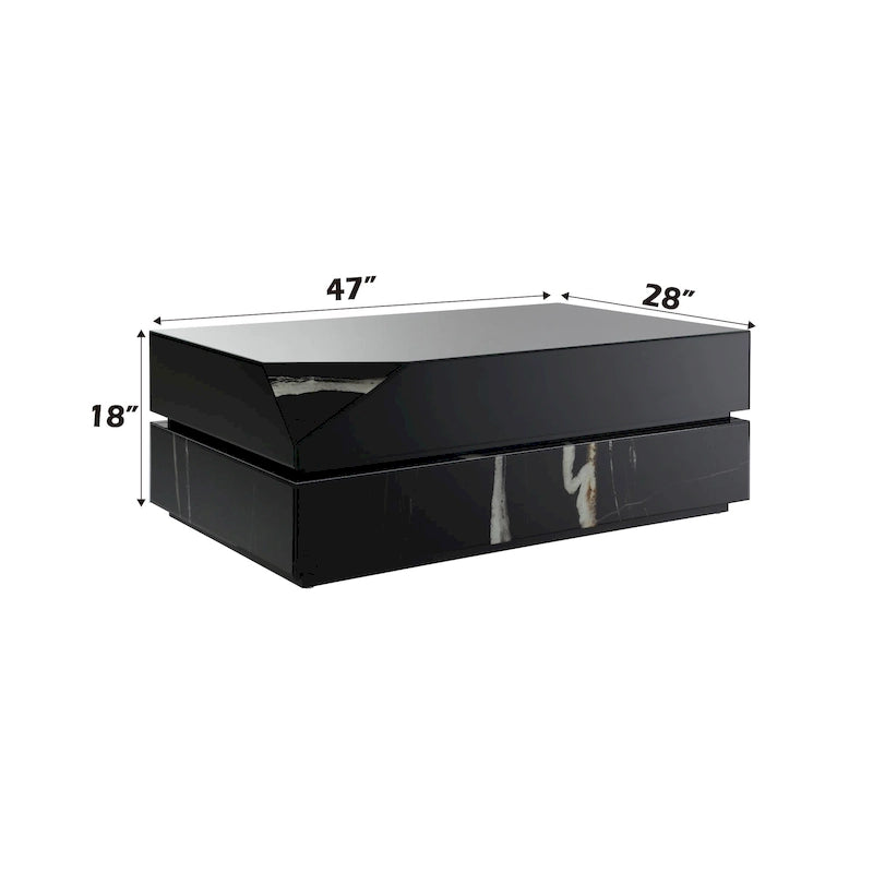Table basse finition miroir noir