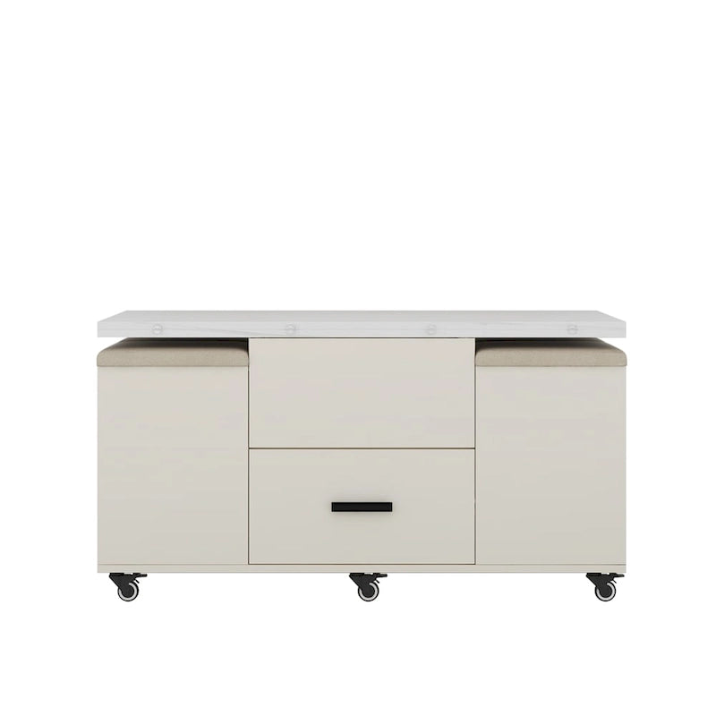 Table basse relevable moderne avec 4 tabourets et 2 tiroirs