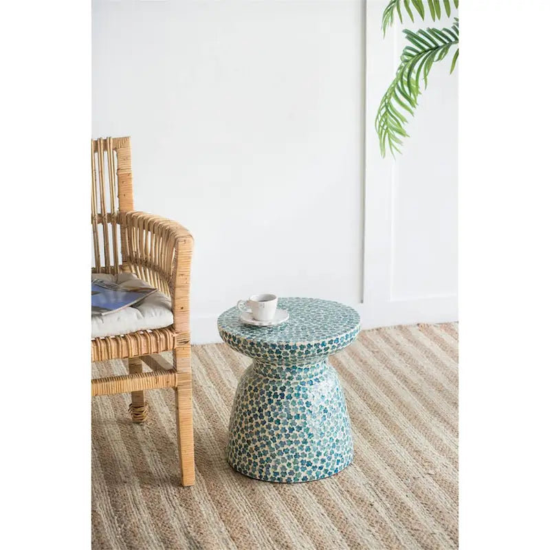 Tabouret de jardin D15x16 Capiz, petite table d'appoint
