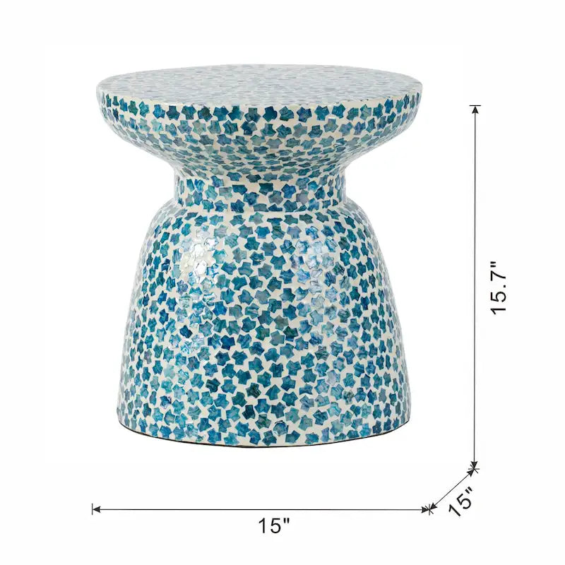Tabouret de jardin D15x16 Capiz, petite table d'appoint