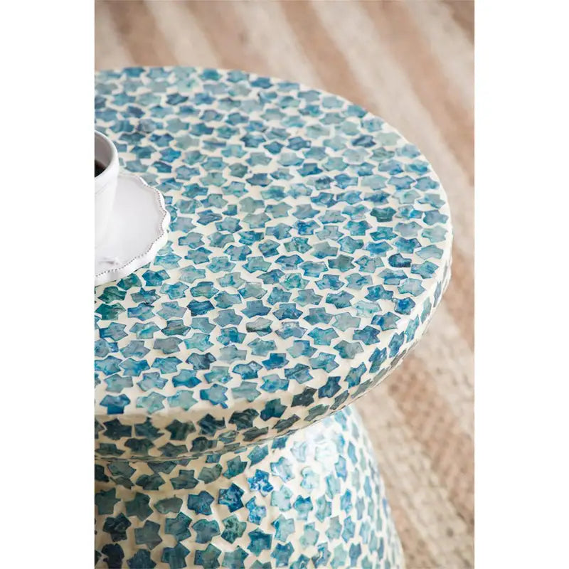 Tabouret de jardin D15x16 Capiz, petite table d'appoint