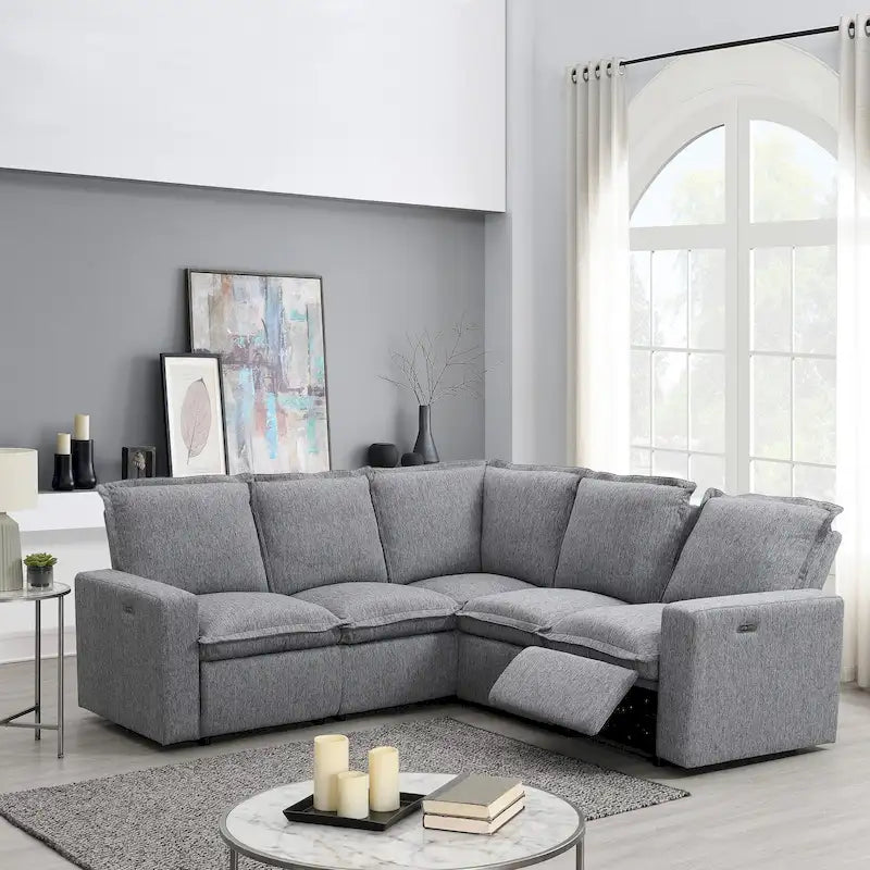 Fauteuil inclinable électrique Siège de cinéma maison Chaise souple avec port USB pour salon, chambre, salle de cinéma, beige