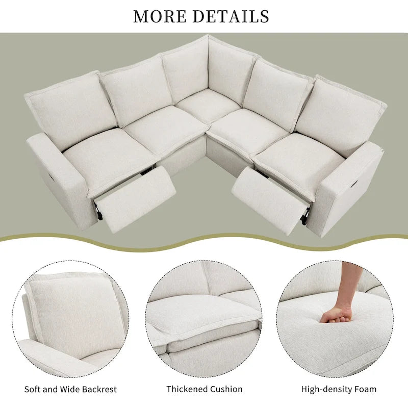 Fauteuil inclinable électrique Siège de cinéma maison Chaise souple avec port USB pour salon, chambre, salle de cinéma, beige