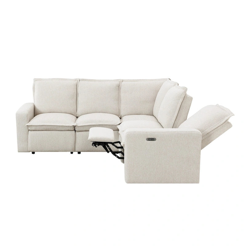 Fauteuil inclinable électrique Siège de cinéma maison Chaise souple avec port USB pour salon, chambre, salle de cinéma, beige