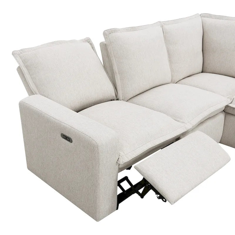 Fauteuil inclinable électrique Siège de cinéma maison Chaise souple avec port USB pour salon, chambre, salle de cinéma, beige