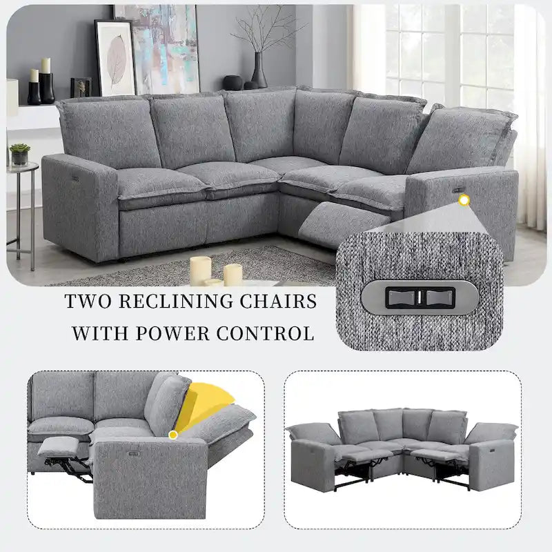 Fauteuil inclinable électrique Siège de cinéma maison Chaise souple avec port USB pour salon, chambre, salle de cinéma, beige
