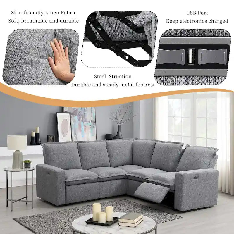 Fauteuil inclinable électrique Siège de cinéma maison Chaise souple avec port USB pour salon, chambre, salle de cinéma, beige