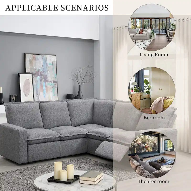 Fauteuil inclinable électrique Siège de cinéma maison Chaise souple avec port USB pour salon, chambre, salle de cinéma, beige