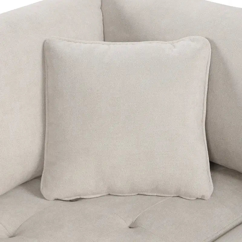 117.3 Canapé d'angle surdimensionné en U avec fonction convertible et deux oreillers décoratifs pour salon, beige