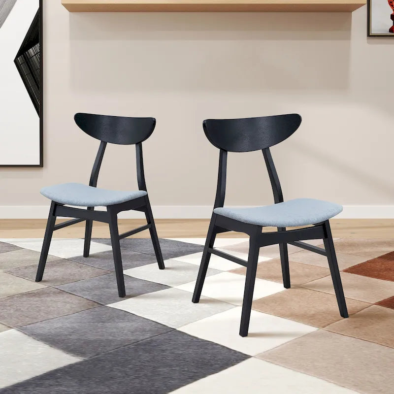 Lot de 2 chaises de salle à manger modernes en bois, avec dossier et assise rembourrée, adaptées à la salle à manger et au salon