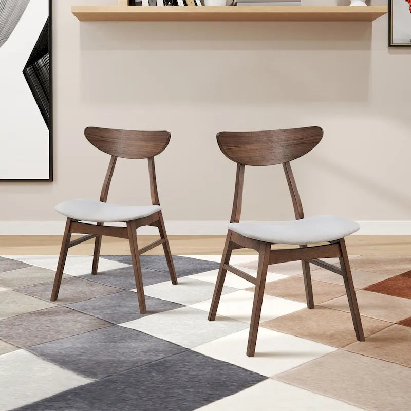 Lot de 2 chaises de salle à manger modernes en bois, avec dossier et assise rembourrée, adaptées à la salle à manger et au salon