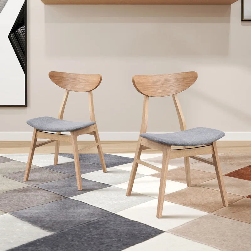 Lot de 2 chaises de salle à manger modernes en bois, avec dossier et assise rembourrée, adaptées à la salle à manger et au salon