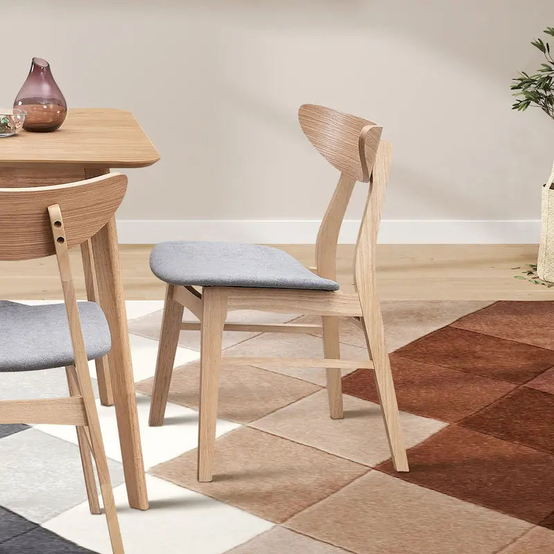 Lot de 2 chaises de salle à manger modernes en bois, avec dossier et assise rembourrée, adaptées à la salle à manger et au salon
