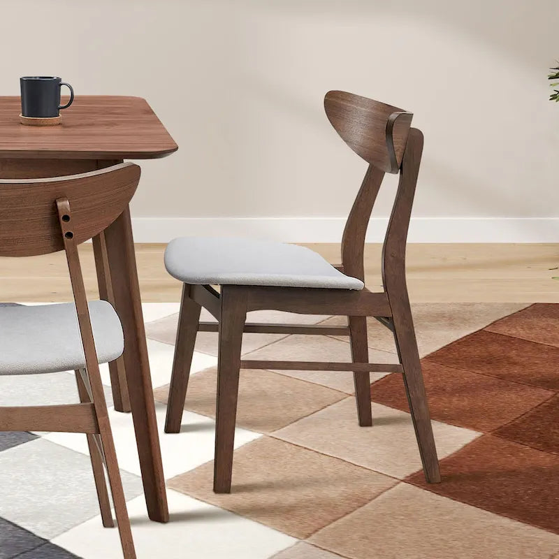 Lot de 2 chaises de salle à manger modernes en bois, avec dossier et assise rembourrée, adaptées à la salle à manger et au salon