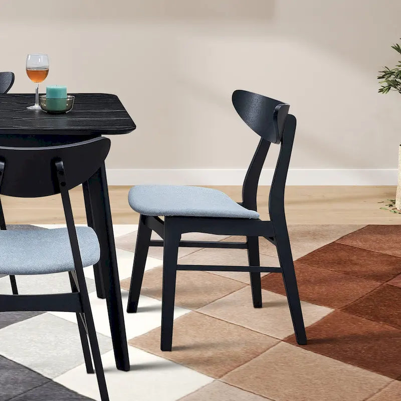Lot de 2 chaises de salle à manger modernes en bois, avec dossier et assise rembourrée, adaptées à la salle à manger et au salon