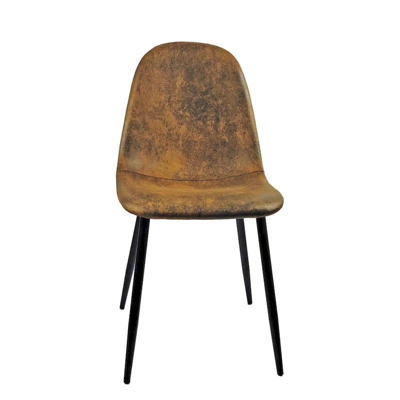4 chaises de salle à manger avec assises en forme de cuillère et pieds en métal noir
