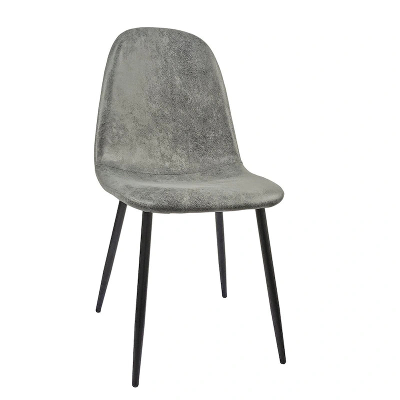 4 chaises de salle à manger avec assises en forme de cuillère et pieds en métal noir