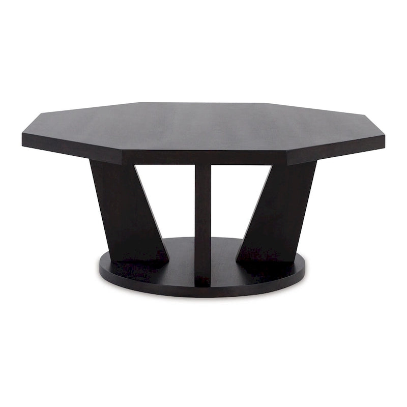 Table basse café octogonale Chloe, 40 pouces, en bois brun expresso