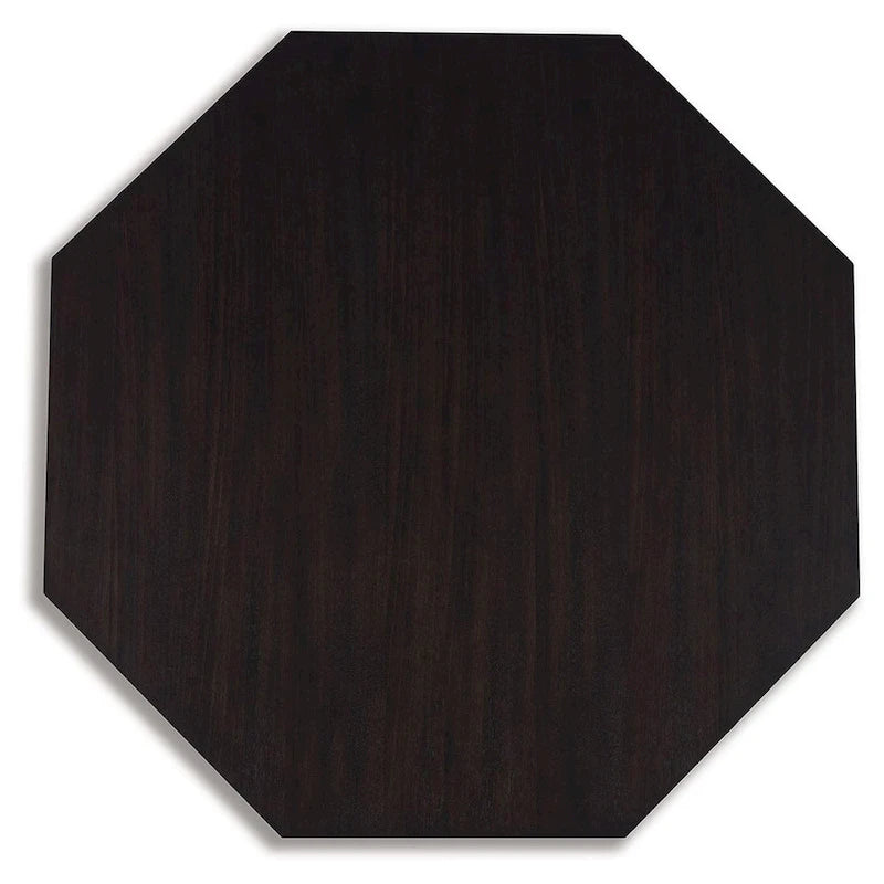 Table basse café octogonale Chloe, 40 pouces, en bois brun expresso
