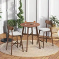 Ensemble de salle à manger moderne 3 pièces avec table ronde en bois et 2 tabourets de bar rembourrés en bois massif pour salle à manger, bar et salon