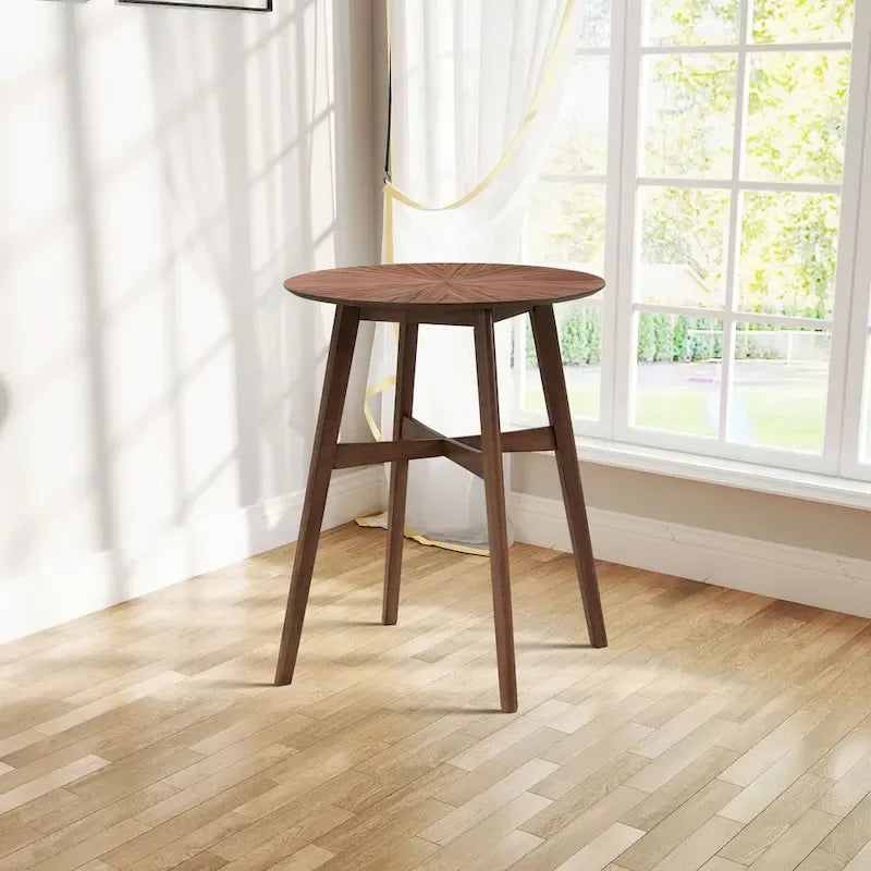 Ensemble de salle à manger moderne 3 pièces avec table ronde en bois et 2 tabourets de bar rembourrés en bois massif pour salle à manger, bar et salon