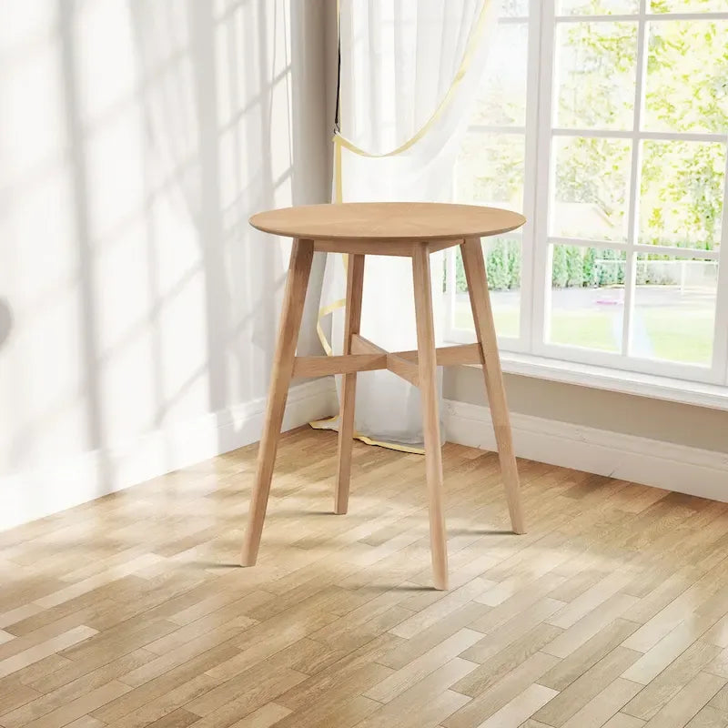 Ensemble de salle à manger moderne 3 pièces avec table ronde en bois et 2 tabourets de bar rembourrés en bois massif pour salle à manger, bar et salon