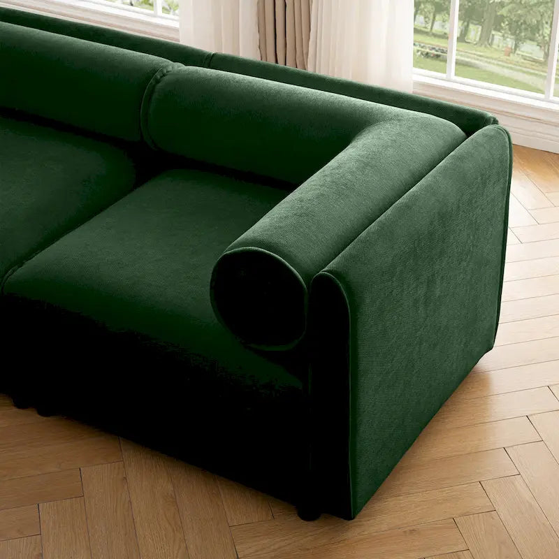 Canapé d'angle modulable en U rembourré en chenille 142,5 po avec rangement, combinaison DIY
