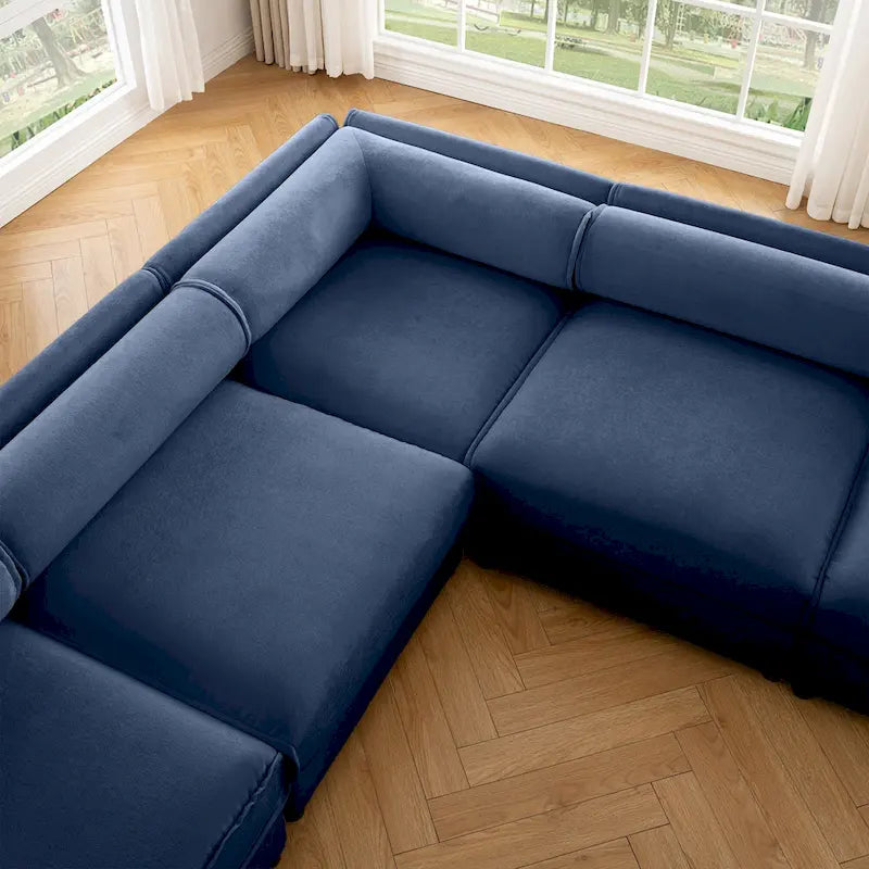 Canapé d'angle modulable en U rembourré en chenille 142,5 po avec rangement, combinaison DIY