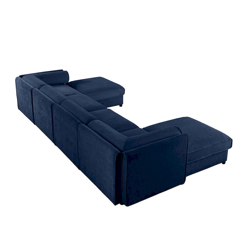 Canapé d'angle modulable en U rembourré en chenille 142,5 po avec rangement, combinaison DIY