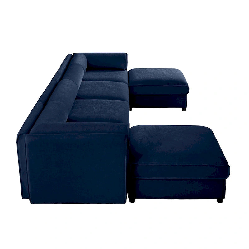 Canapé d'angle modulable en U rembourré en chenille 142,5 po avec rangement, combinaison DIY
