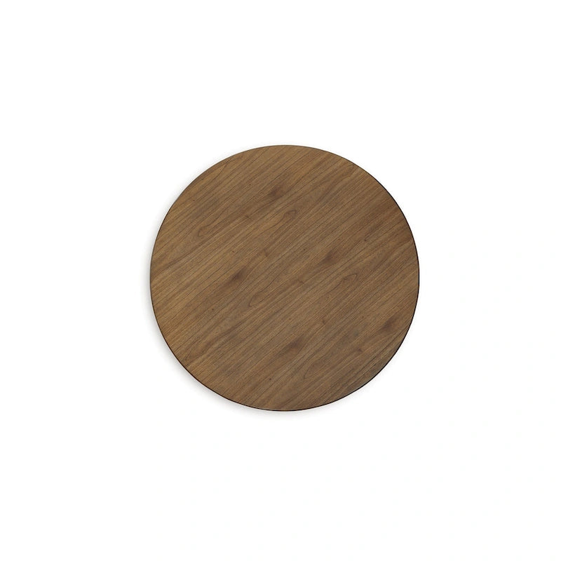 Table à manger Doti, plateau rond marron de 42 pouces, piédestal bleu foncé