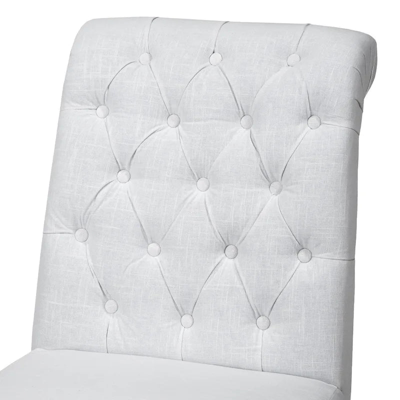 Ensemble de 2 chaises de salle à manger Feni Parsons, dossier capitonné roulé, lin blanc cassé