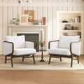 Ensemble de 2 fauteuils d'appoint en tissu sherpa, fauteuil rembourré avec cadre en bois massif