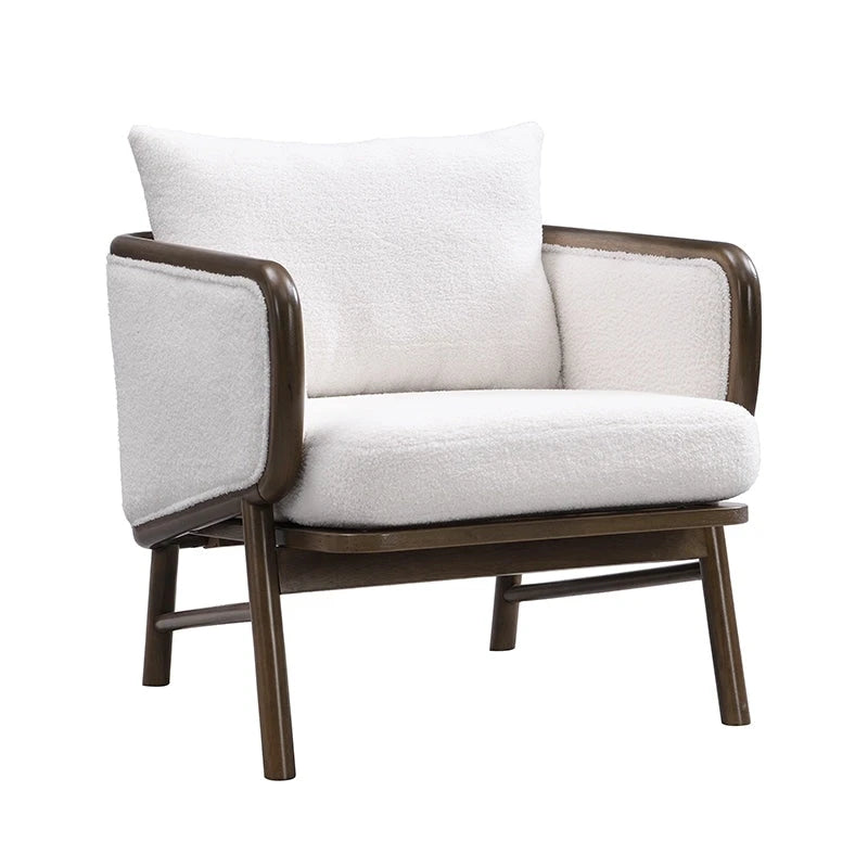 Ensemble de 2 fauteuils d'appoint en tissu sherpa, fauteuil rembourré avec cadre en bois massif
