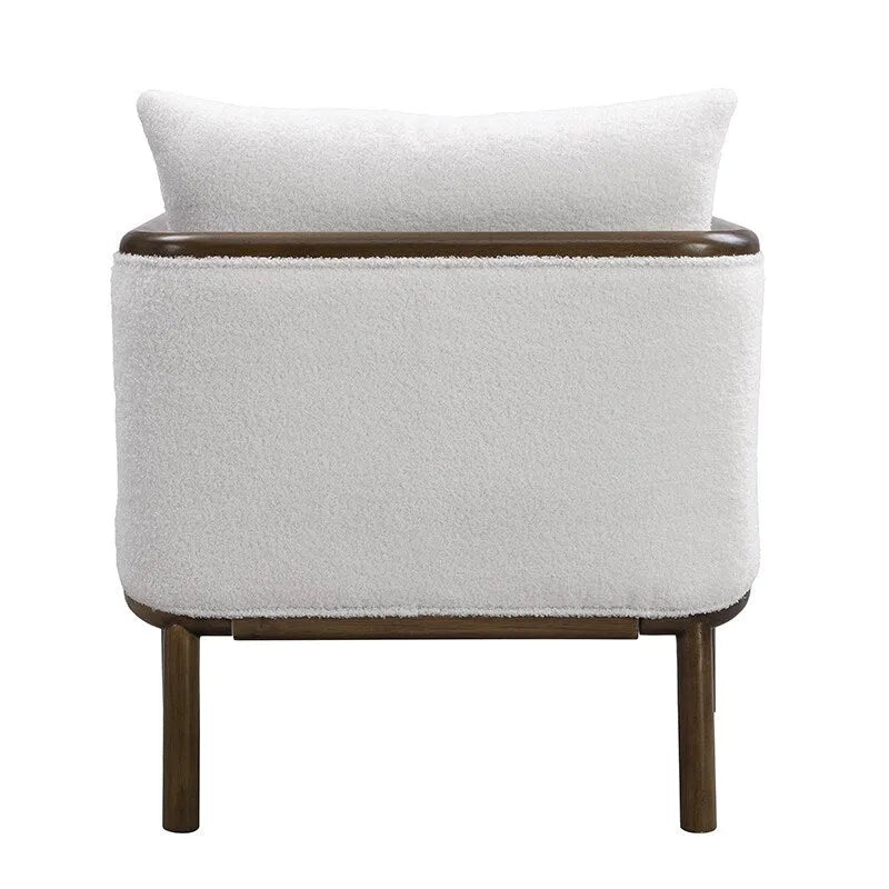Ensemble de 2 fauteuils d'appoint en tissu sherpa, fauteuil rembourré avec cadre en bois massif