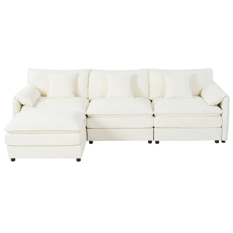 109.45 Canapé sectionnel modulable en L rembourré en chenille avec coussins double épaisseur, combinaison DIY