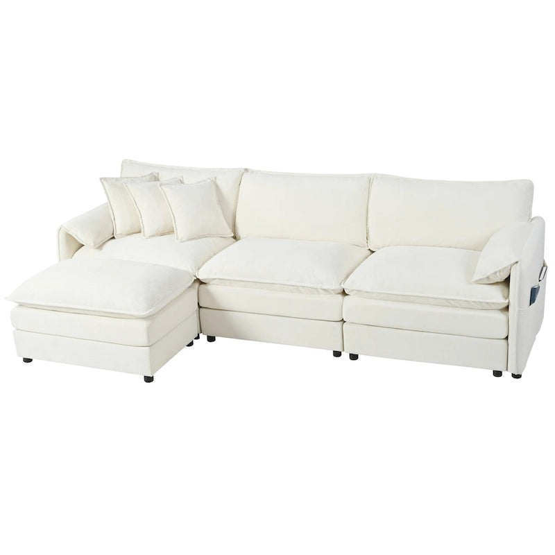 109.45 Canapé sectionnel modulable en L rembourré en chenille avec coussins double épaisseur, combinaison DIY